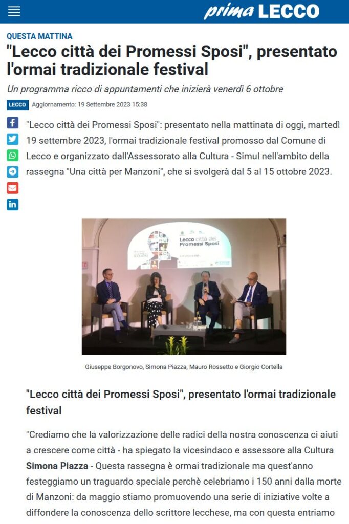 Lecco Prima, 19 settembre 2023