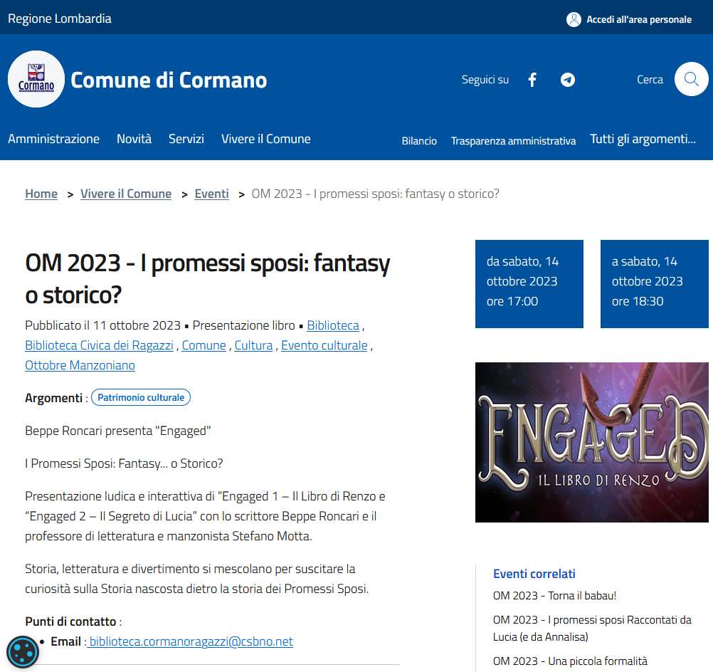 Ottobre Manzoniano 2023 – I Promessi Sposi: Fantasy... o Storico? 
