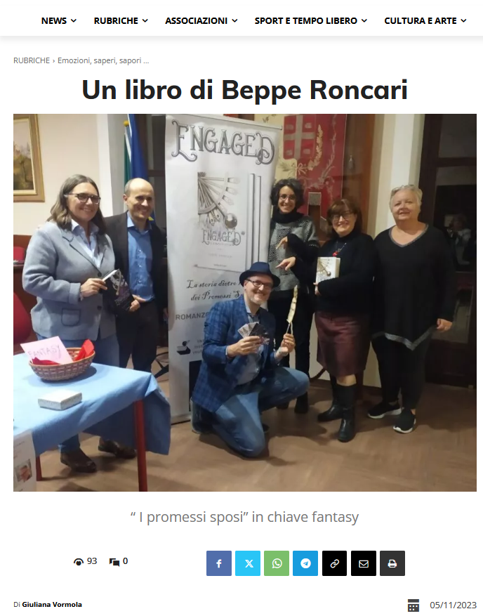 Un libro di Beppe Roncari, Cosenostre-online.it, 5 novembre 2023, Giuliana Vormola